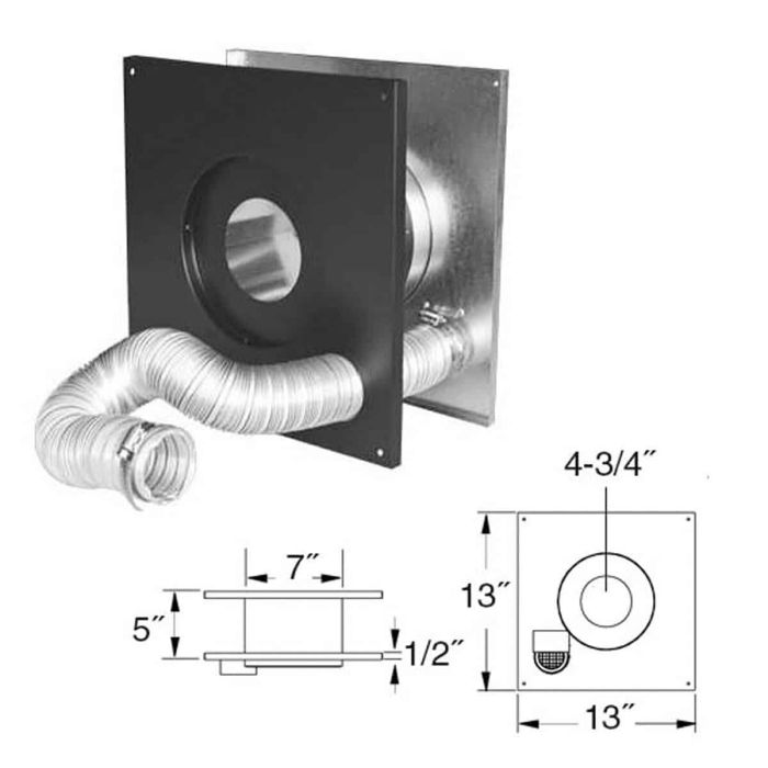 4PVP-WTI3 4" Pellet Vent Pipe, Wall Thimble, w/ 3" FLEX