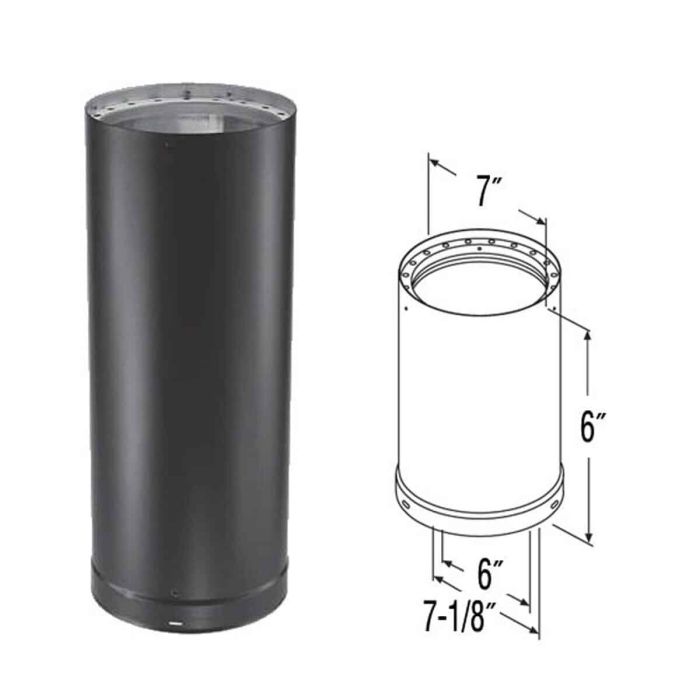 6DVL-06 6" DOUBLE-WALL BLACK PIPE