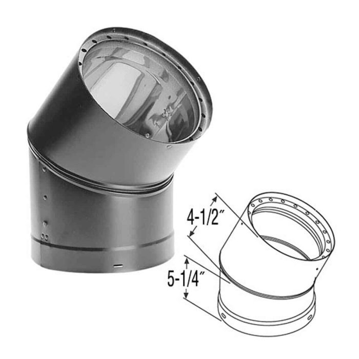 6DVL-E45 45° DOUBLE-WALL BLACK ELBOW