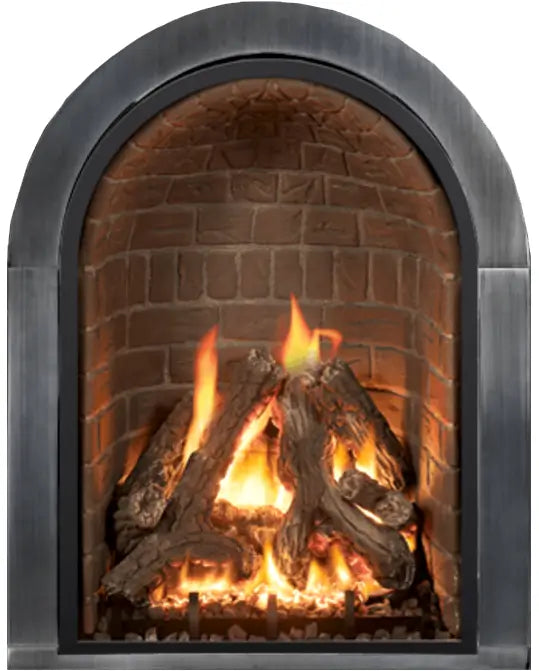 Mendota M27 Chelsea Gas Fireplace with Red Antique Brick Liner