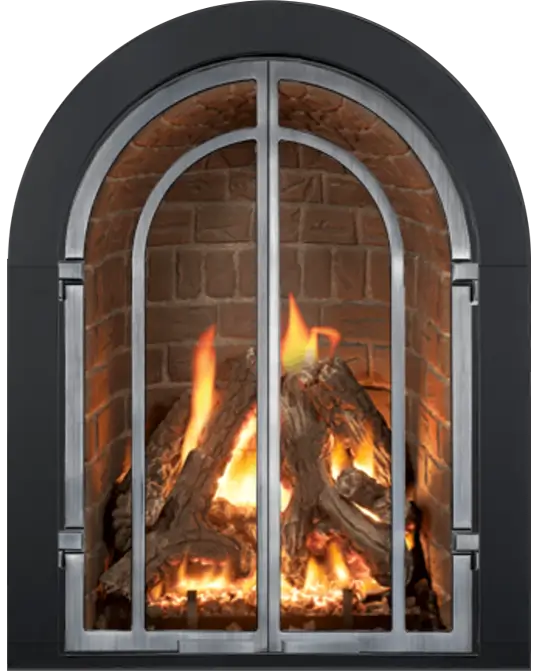 Mendota M27 Chelsea Gas Fireplace with Red Antique Brick Liner