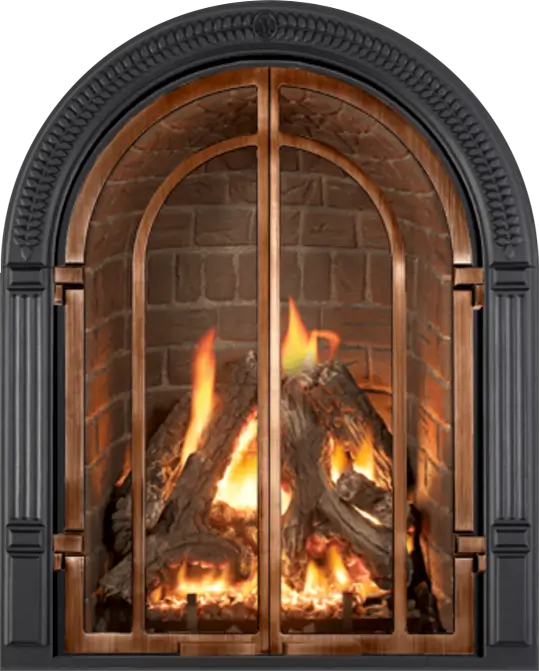 Mendota M27 Chelsea Gas Fireplace with Red Antique Brick Liner