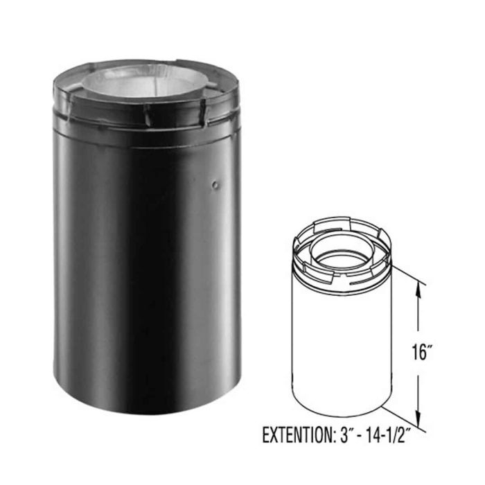 46DVA-16AB 4X6 DIAMETER 16" PIPE EXTENSION BLACK