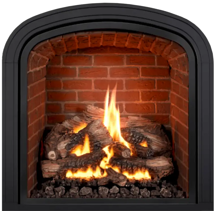 Mendota M50 Greenbrair Gas Fireplace with Antique Red Firebrick Liner