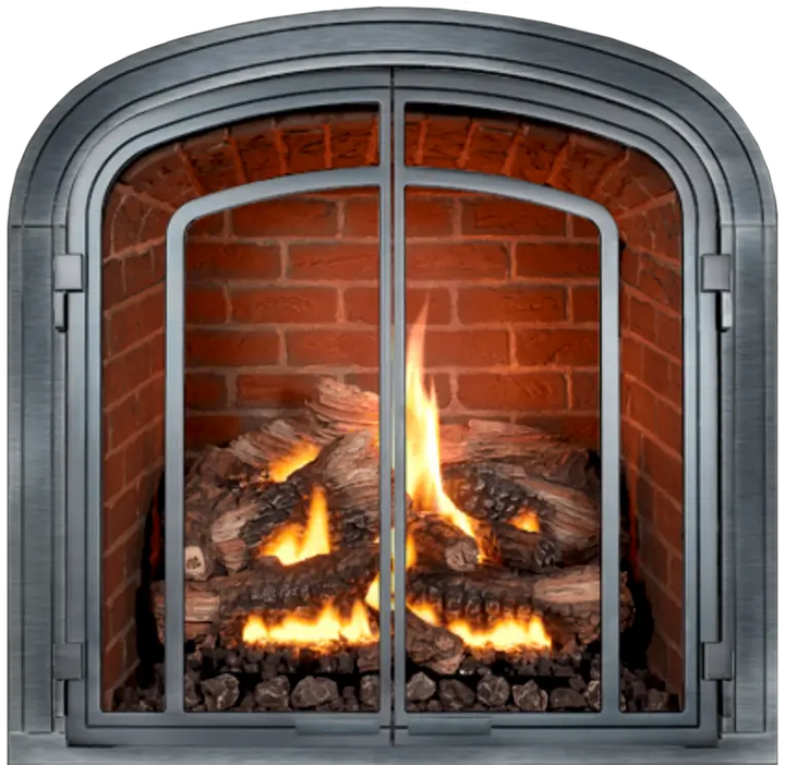 Mendota M50 Greenbrair Gas Fireplace with Antique Red Firebrick Liner