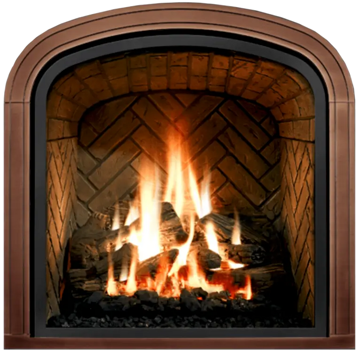 Mendota M50 Greenbrair Gas Fireplace with Natural Aged Herringbone Liner
