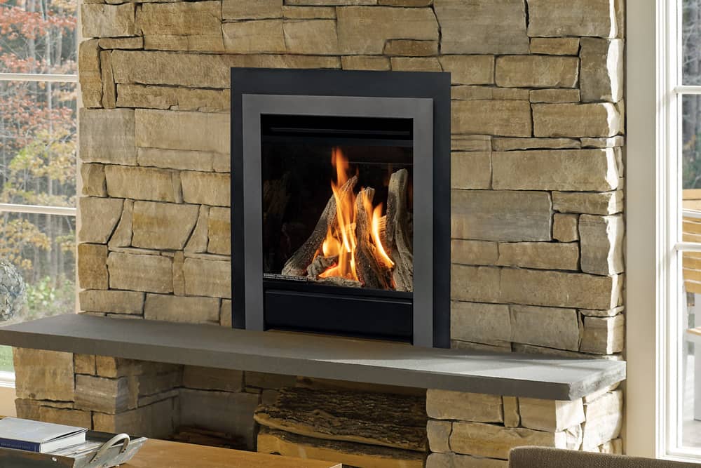 Valor Portrait gas insert with Clearview front and driftwood logs
