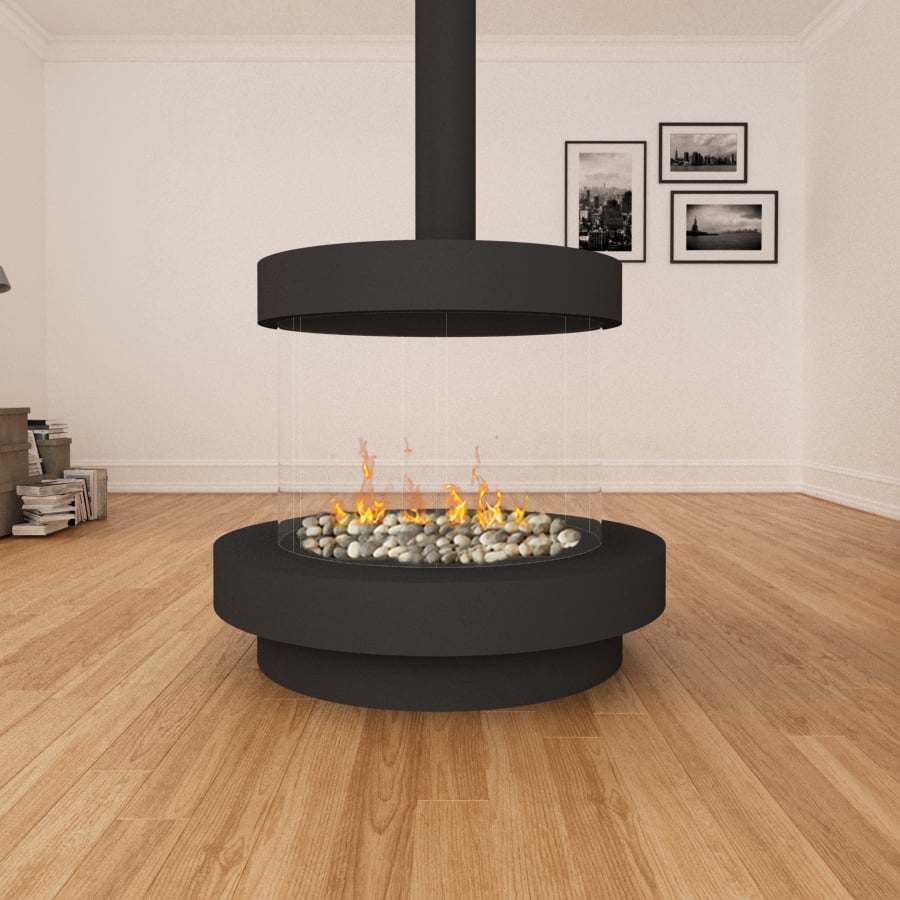 Ortal Curve 360 (Signature Burner), flat hood, with base