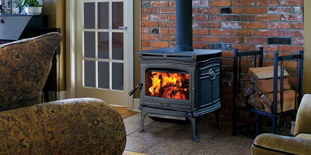 Pacific Energy Alderlea T5 LE wood stove in a room setting