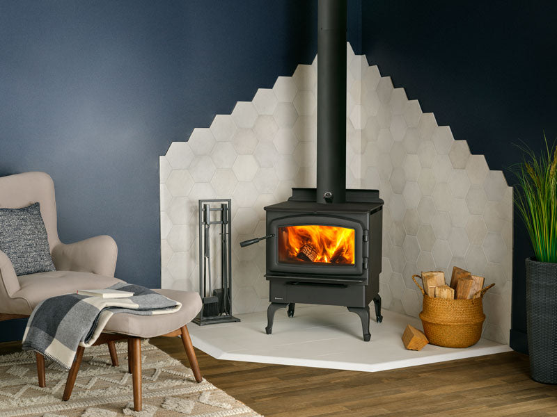 Regency Cascades F2500 wood stove in a room setting