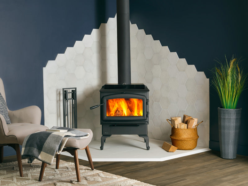 Regency Cascades F2500 wood stove in a room setting