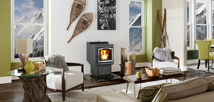 Harman P68 pellet stove with optional Modern trim