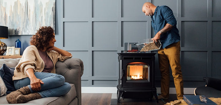 Harman Absolute63 pellet stove in a home