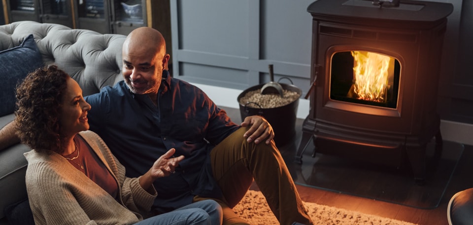 Harman Absolute63 pellet stove in a home