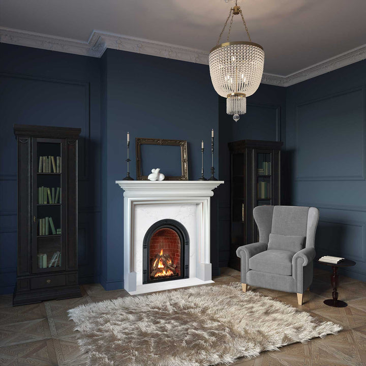 Mendota M27 Chelsea Gas Fireplace with Red Antique Brick Liner