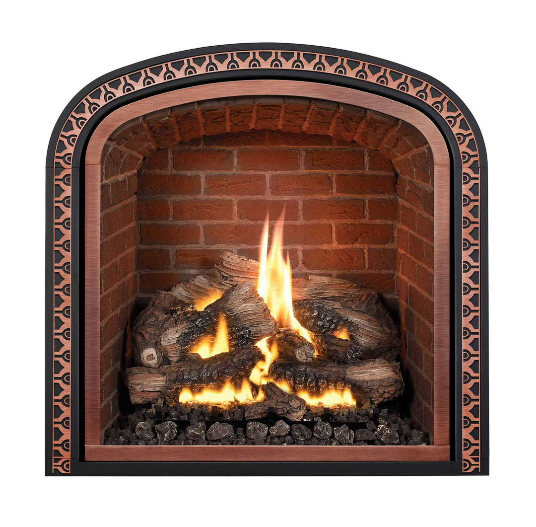 Mendota M50 Greenbrair Gas Fireplace with Antique Red Firebrick Liner