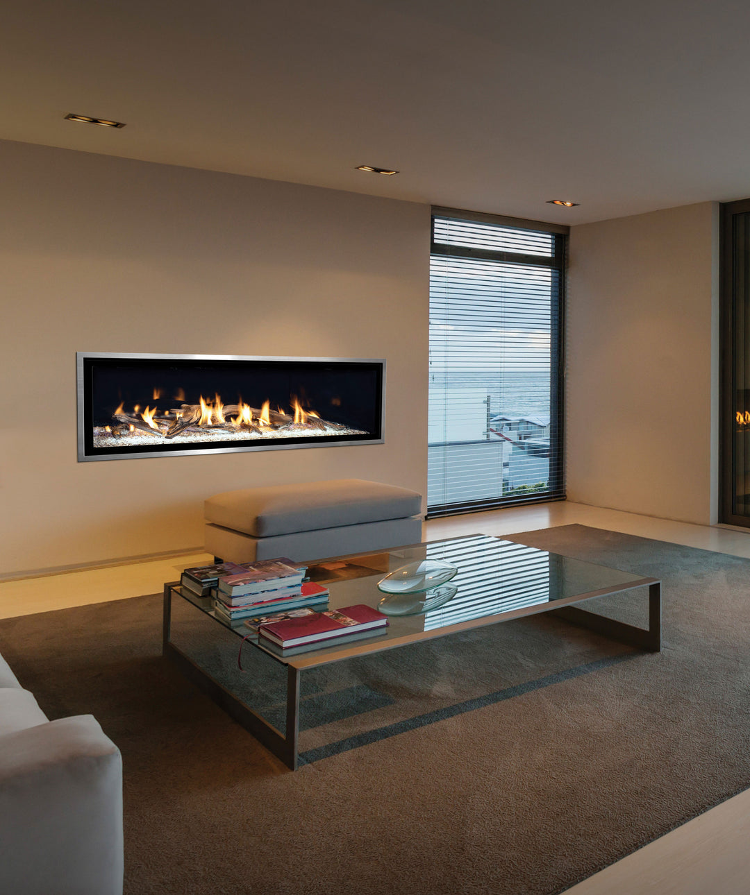 Mendota ML72 Linear Gas Fireplace Décor/Timberline