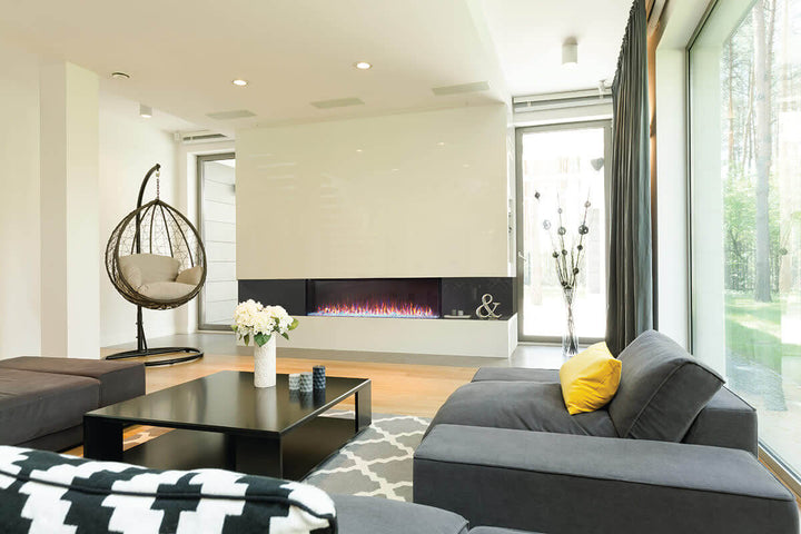 Napoleon Trivista Primis 60 installed as a two-sided electric fireplace