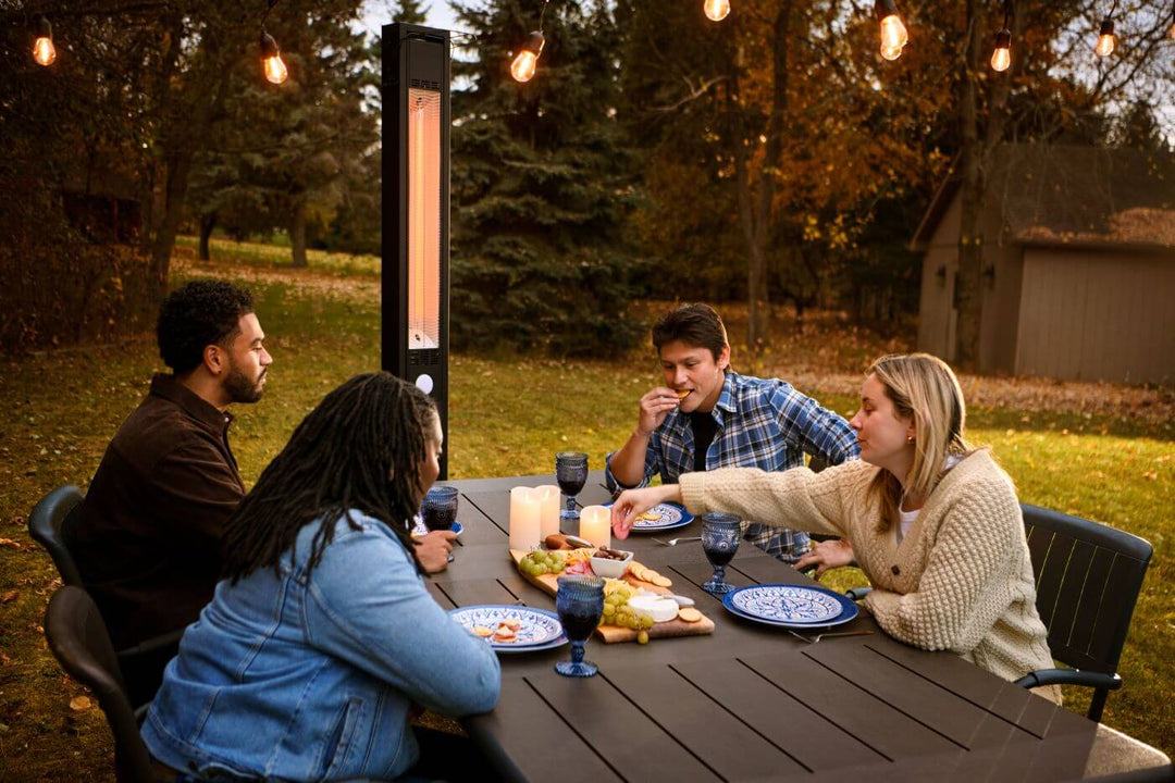 Napoleon Phantom Freestand outdoor infrared heater on a patio