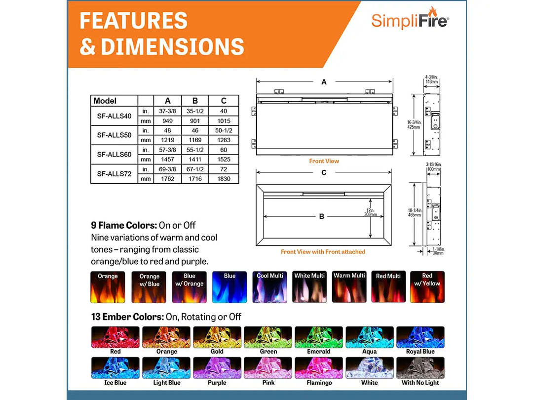 SimpliFire Allusion Slim Electric Fireplace