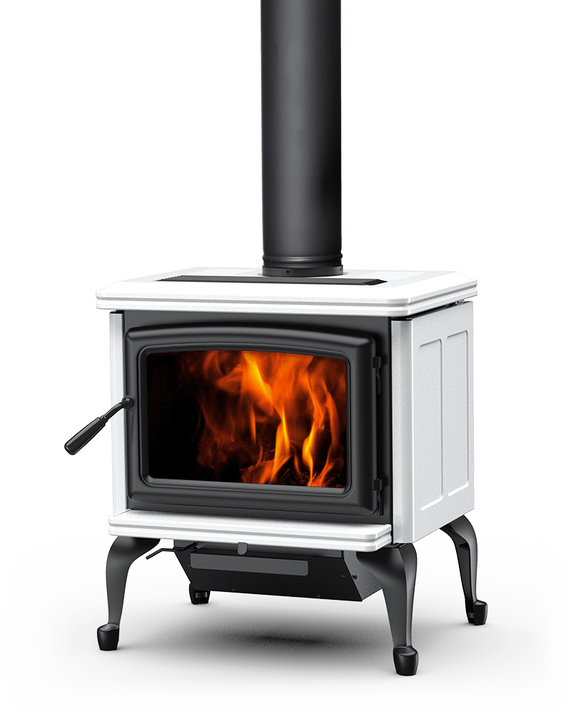 Pacific Energy Vista Classic LE2 wood stove with legs, ivory enamel