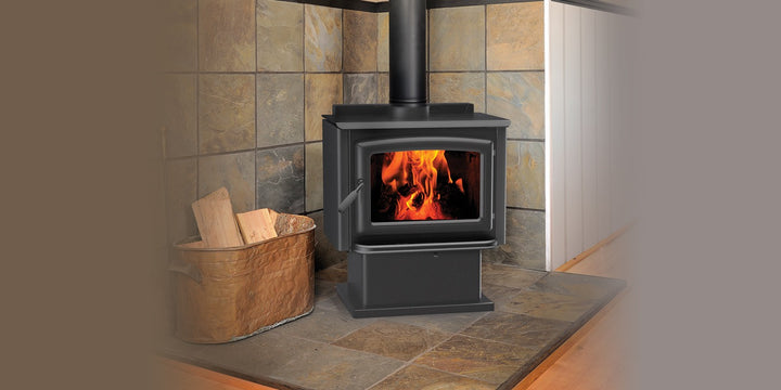 Pacific Energy Vista wood stove in a room setting