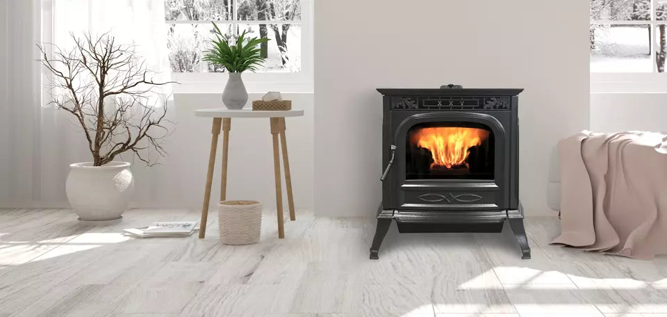 Harman XXV-TC pellet stove in Porcelain Twilight