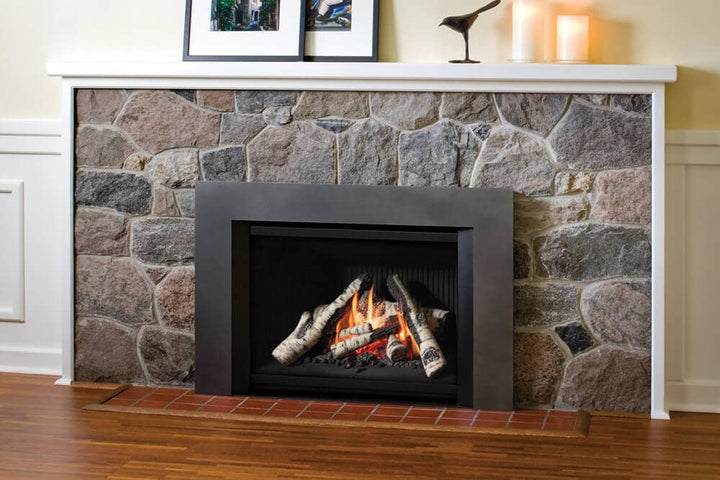 Valor G4 gas insert with birch logs and fluted black liner