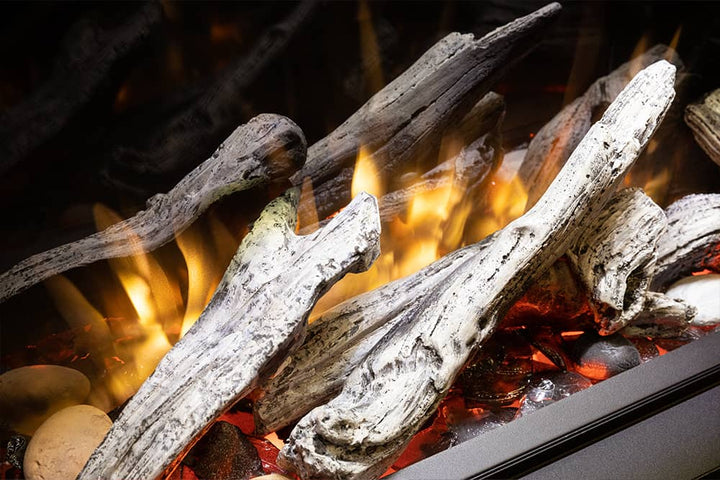 Valor GE3 electric fireplace insert with driftwood logs