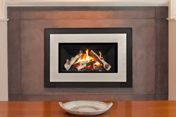 Valor G3 V-Class gas insert with birch logs and fluted black liner