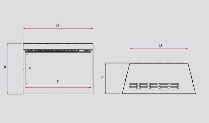 Valor GE3 electric insert dimension drawing
