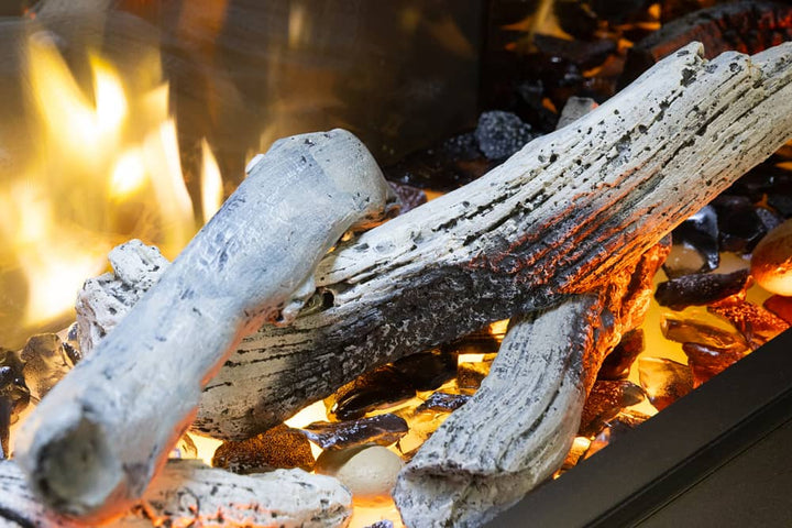 Valor GE4 electric fireplace insert with driftwood logs