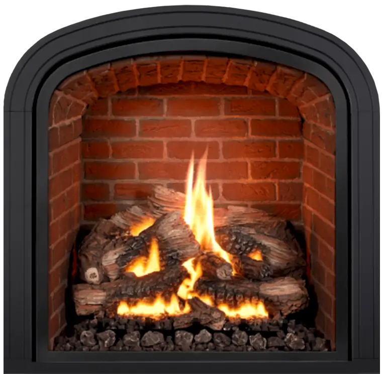 Mendota M50 Greenbrair Gas Fireplace with Antique Red Firebrick Liner