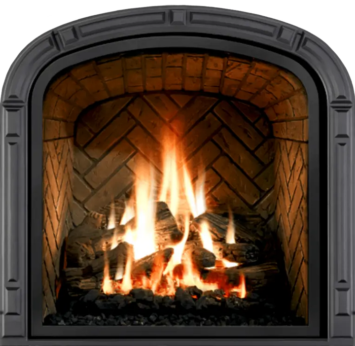 Mendota M50 Greenbrair Gas Fireplace with Natural Aged Herringbone Liner