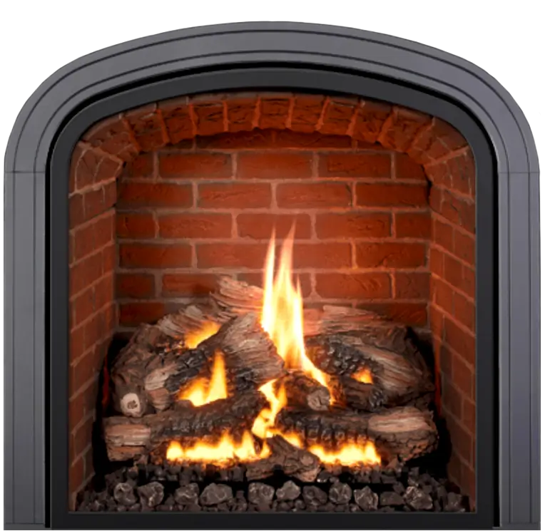 Mendota M50 Greenbrair Gas Fireplace with Antique Red Firebrick Liner