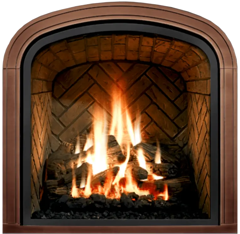 Mendota M50 Greenbrair Gas Fireplace with Natural Aged Herringbone Liner