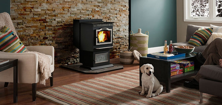Harman P61 pellet stove in a home