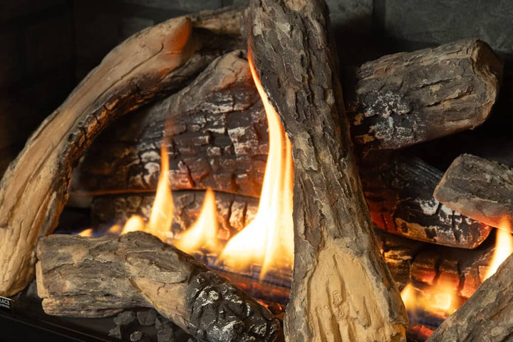 Valor LT1 gas fireplace with Grand Traditional Logs