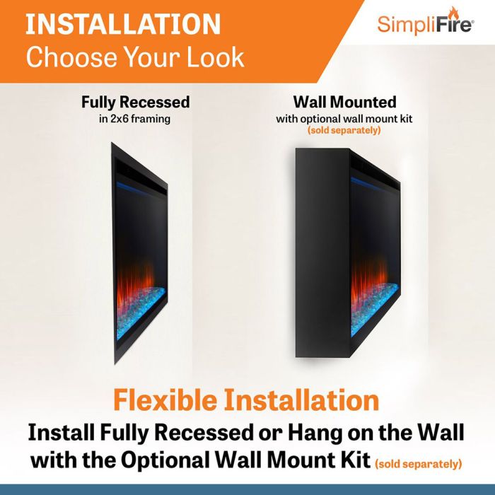 Simplifire Allusion Platinum Wall-mounted Fireplace