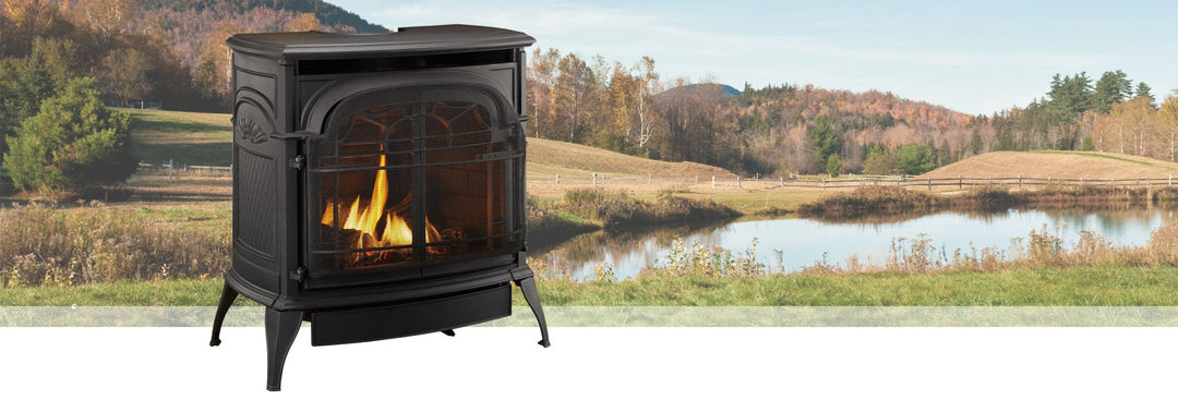 Vermont Castings Stardance Direct Vent gas stove in a room