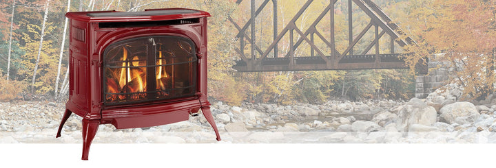 Vermont Castings Radiance Direct Vent gas stove in a room